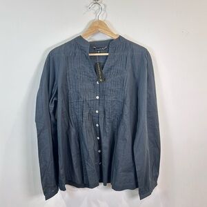 Gray Button-Up Blouse by Chaudry Size Large NWT